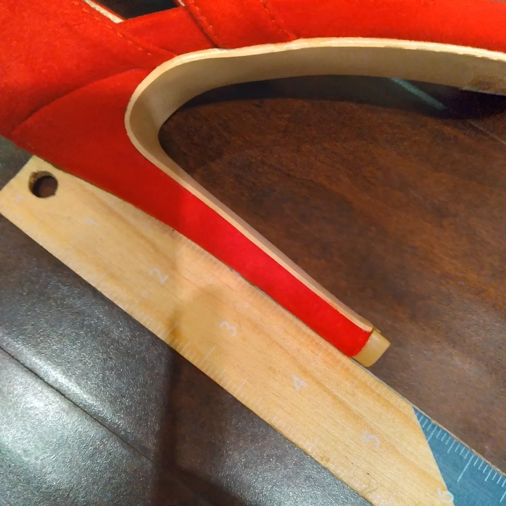 Red faux suede strappy sandals - Picture 6 of 6